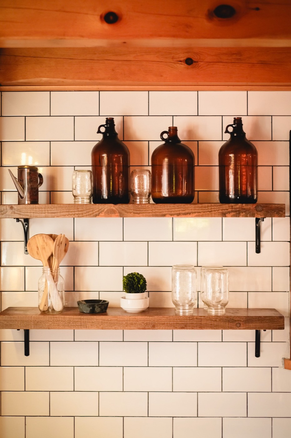 The Frontenac bathroom with warm pine accents
