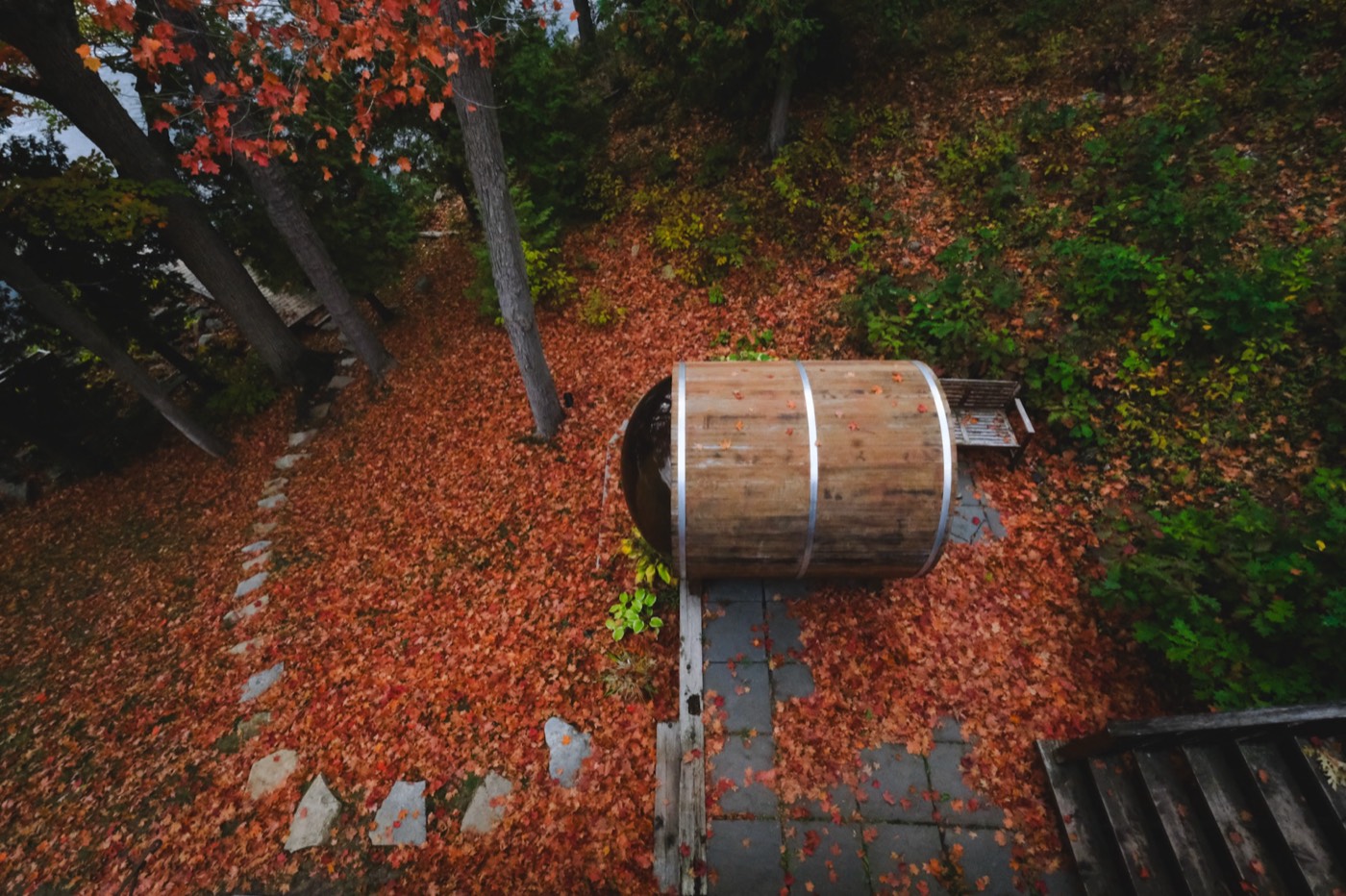 The Frontenac wraparound porch with lake views